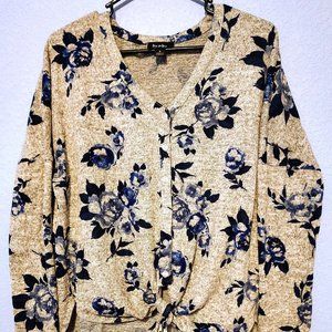 By & By Flower V Neck Sweater